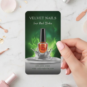 Moderne Manicuriste Kunstenaar Nagel Donkergroen O Visitekaartje