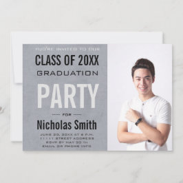 Moderne Mannelijke Afstudeerder Blauwe GraduPartij Kaart