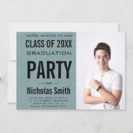 Moderne Mannelijke Afstudeerder Blauwe GraduPartij Kaart