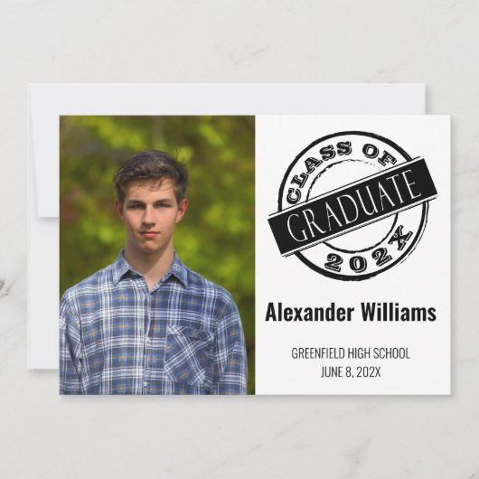 Moderne Mannelijke Foto Afstudeerder Graduation Pa Kaart (Voorkant)