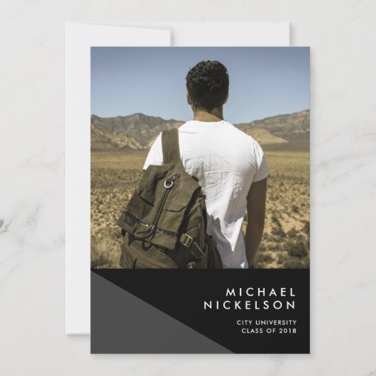 Moderne mannelijke foto afstuderen partij uitnodig kaart (Voorkant)