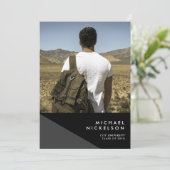 Moderne mannelijke foto afstuderen partij uitnodig kaart (Staand voorkant)