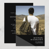 Moderne mannelijke foto afstuderen partij uitnodig kaart (Voorkant / Achterkant)