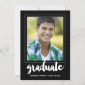 Moderne Mannelijke Foto Lijst Graduation Party Inv Kaart (Voorkant)