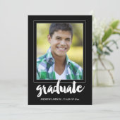 Moderne Mannelijke Foto Lijst Graduation Party Inv Kaart (Staand voorkant)