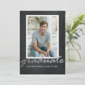 Moderne Mannelijke Foto Lijst Graduation Party Inv Kaart (Staand voorkant)