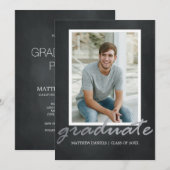 Moderne Mannelijke Foto Lijst Graduation Party Inv Kaart (Voorkant / Achterkant)