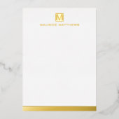 Moderne mannelijke monogram naam echte folie platt folie feestdagenkaart (Voorkant)