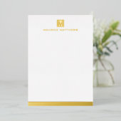 Moderne mannelijke monogram naam echte folie platt folie feestdagenkaart (Staand Voorkant)