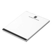 Moderne mannelijke monogram naam zwart vierkant notitieblok (Linkerzijde)