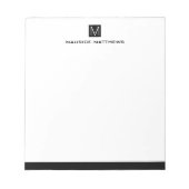 Moderne mannelijke monogram naam zwart vierkant notitieblok (Voorkant)