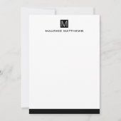 Moderne mannelijke monogram naam zwart vierkant pl notitiekaartje (Voorkant)