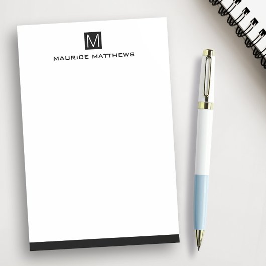 Moderne mannelijke monogram naam zwart vierkant post-it® notes