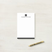 Moderne mannelijke monogram naam zwart vierkant post-it® notes (Op bureau)