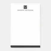 Moderne mannelijke monogram naam zwart vierkant post-it® notes (Voorkant)