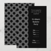 MODERNE MANNELIJKE ZWARTE GRIJZE BACHELORPARTY KAART (Voorkant / Achterkant)