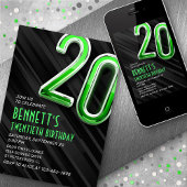 Moderne Mannen 20e verjaardagsuitnodiging Kaart