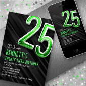 Moderne Mannen 25e verjaardagsuitnodiging Kaart