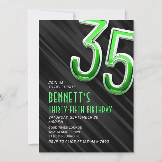 Moderne Mannen 35e verjaardagsuitnodiging Kaart (Voorkant)