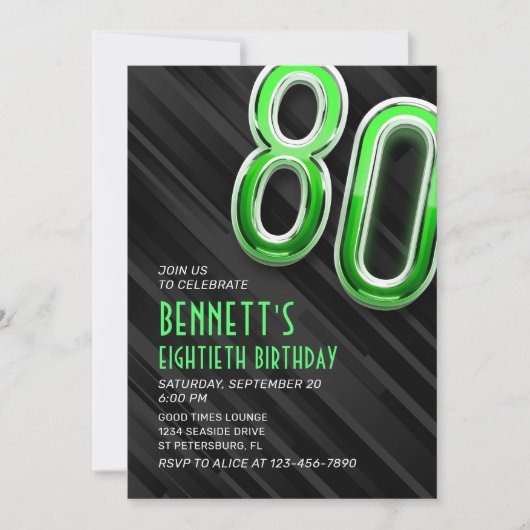 Moderne Mannen 80ste verjaardagsuitnodiging Kaart (Voorkant)