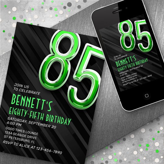 Moderne Mannen 85e verjaardagsuitnodiging Kaart