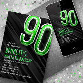 Moderne Mannen 90ste verjaardagsuitnodiging Kaart