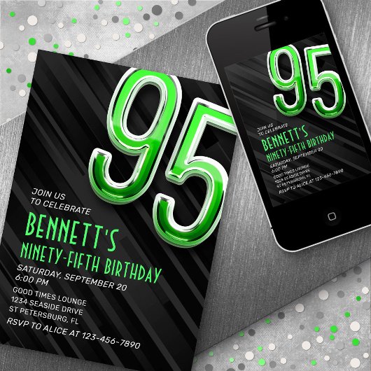 Moderne Mannen 95e verjaardagsuitnodiging Kaart