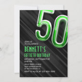 Moderne Mannen Groene 50e Verjaardagsuitnodiging Kaart (Voorkant)