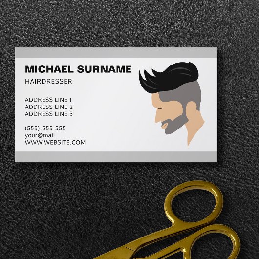Moderne Mannen Hair Illustration Hairdresser Barbe Visitekaartje