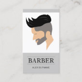 Moderne Mannen Hair Style Illustratie Gray Barber Visitekaartje (Voorkant)