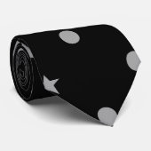 Moderne Mannen-kabels Black Grey & Polka Stropdas (Opgerold)