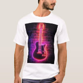 Moderne Mannen Neon Guitar Basics T-shirt (Voorkant)