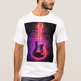 Moderne Mannen Neon Guitar Basics T-shirt
