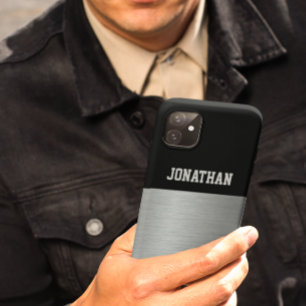 Moderne Mannen voor zwart-wit en zilver Case-Mate iPhone Case
