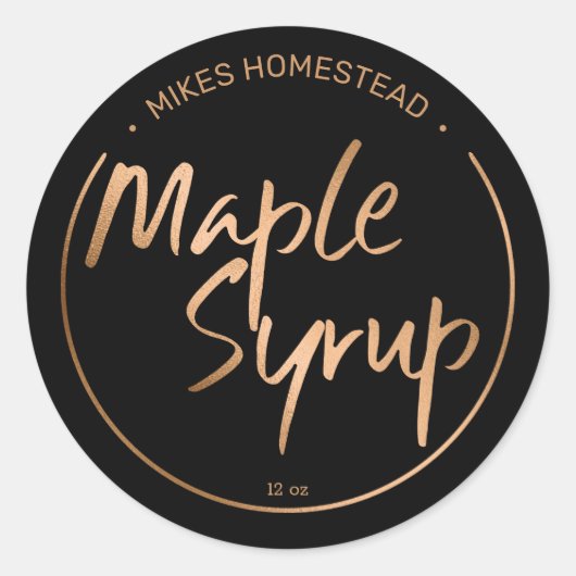 Moderne mannetjesstroop, koper, goud en zwart ronde sticker (Voorkant)