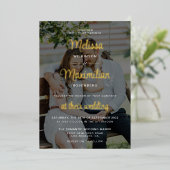 Moderne manuscript 2 foto's zwarte QR Code online Folie Uitnodiging (Staand Voorkant)