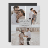 Moderne Manuscript 3 de Collage van de Foto sparen Magnetische Uitnodiging (Voorkant / Achterkant)