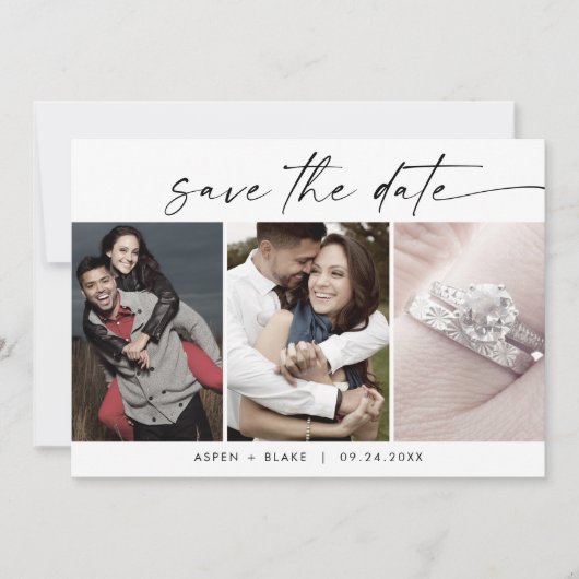 Moderne Manuscript 3 het Malplaatje van de Foto sp Save The Date (Voorkant)