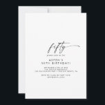 Moderne Manuscript 50th Birthday Partij Uitnodigin Kaart<br><div class="desc">Deze moderne script van 50e verjaardagsfeest is perfect voor een minimalistische verjaardagsfeestje. Het eenvoudige zwarte en witte ontwerp is voorzien van een unieke industriële lettertypografie met een moderne boho-stijl. in elke kleur. Houd het ontwerp minimaal en elegant, zoals het is, of personaliseer het door uw eigen grafiek en kunstwerk toe...</div>