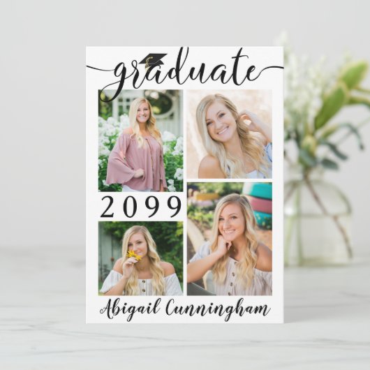 Moderne Manuscript 5 de Collage van de Foto Afstud Aankondiging (Staand voorkant)