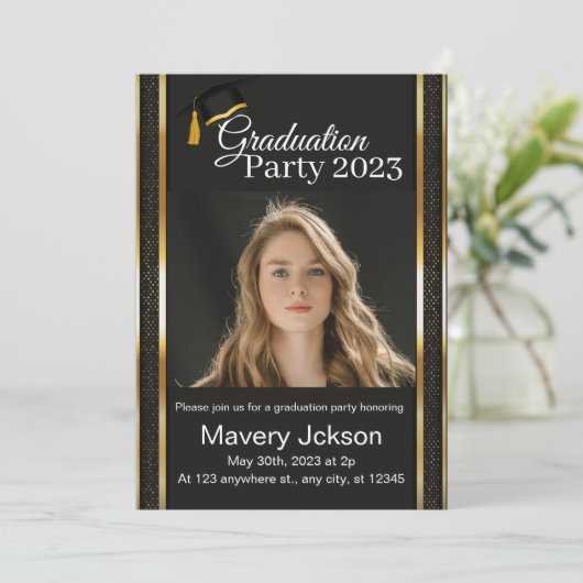 Moderne Manuscript Afstuderen de Uitnodiging van h (Staand voorkant)