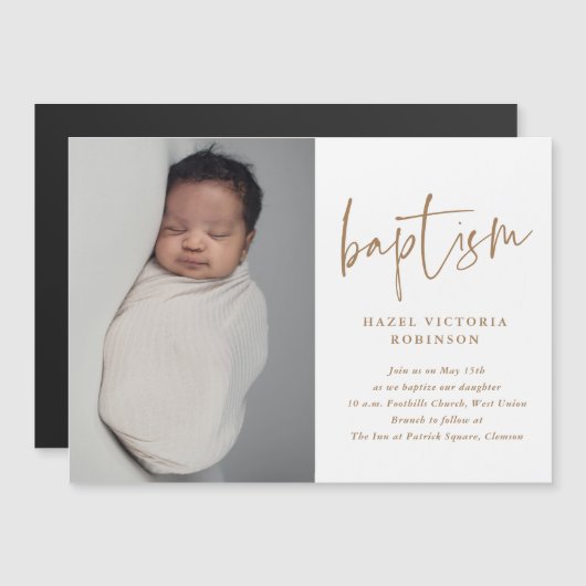 Moderne Manuscript Baptism & Christening Uitnodigi (Voorkant / Achterkant)