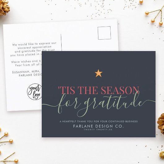 Moderne Manuscript BedrijfsGratitude Collectieve L Feestdagenkaart