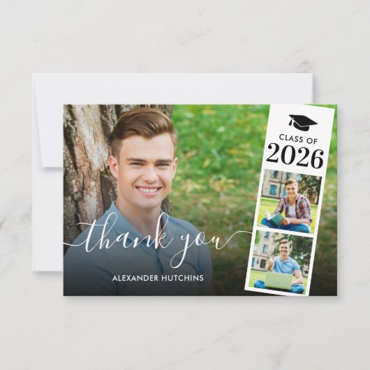 Moderne Manuscript Bekleding 3 het Afstuderen van  Bedankkaart (Voorkant)