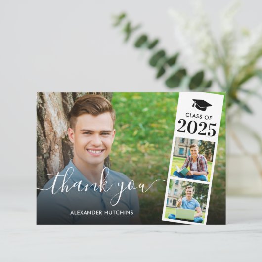 Moderne Manuscript Bekleding 3 het Afstuderen van Bedankkaart (Staand voorkant)