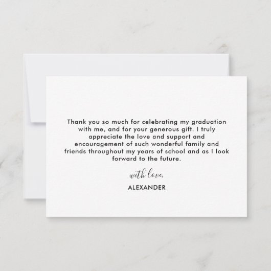 Moderne Manuscript Bekleding 3 het Afstuderen van  Bedankkaart (Achterkant)