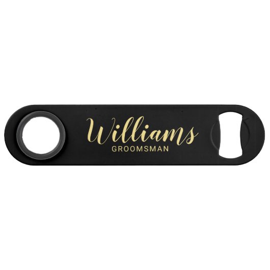 Moderne Manuscript Black & Gold-gepersonaliseerde  Speed Flessenopener (Voorkant (Horizontaal))