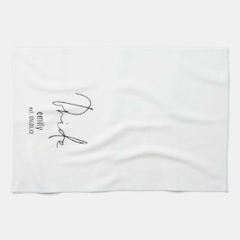 Moderne Manuscript Bride Name Date Keepomwille Theedoek