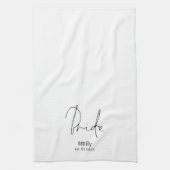 Moderne Manuscript Bride Name Date Keepomwille Theedoek (Verticaal)