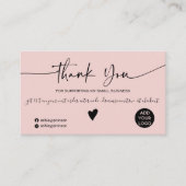 Moderne manuscript dusty roze orde dank u visitekaartje (Voorkant)
